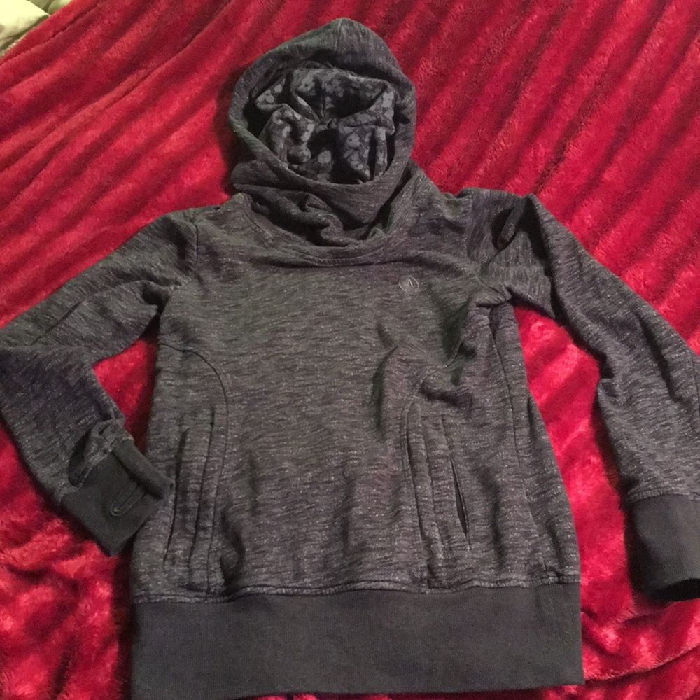 VOLCOM Funnel Hood HOODIE Pockets Charcoal Small